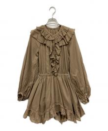 CASA FLINE（カーサフライン）の古着「フリルミニドレス」｜ベージュ