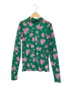 MAISON SPECIALメゾンスペシャル）の古着「Flower High Neck Sheer Top」｜グリーン