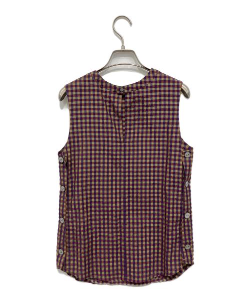 MAISON SPECIAL（メゾンスペシャル）MAISON SPECIAL (メゾンスペシャル) マルチウェイレイヤードシャツブラウス パープル×ベージュ サイズ:FREEの古着・服飾アイテム