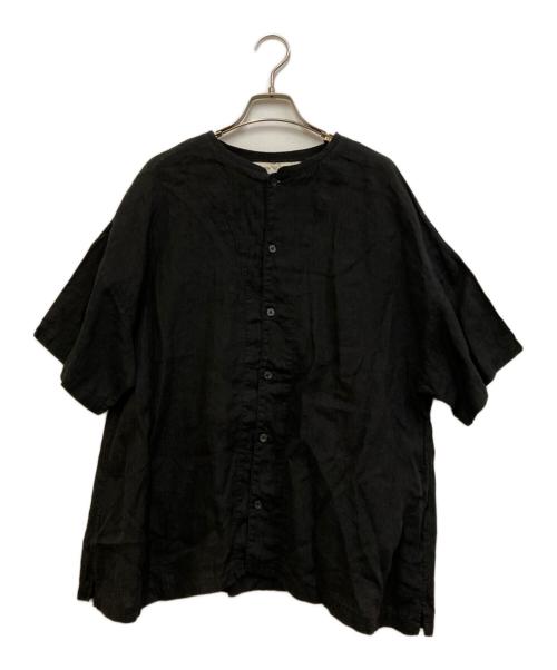 HARVESTY（ハーベスティー）HARVESTY (ハーベスティー) フレンチリネン半袖アトリエローブ ブラック サイズ:1の古着・服飾アイテム