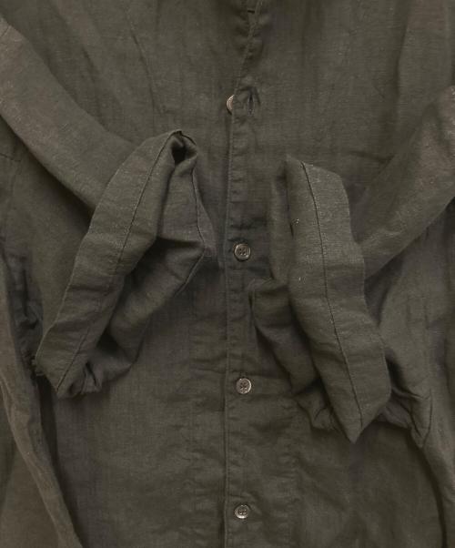 HARVESTY（ハーベスティー）HARVESTY (ハーベスティー) フレンチリネン半袖アトリエローブ ブラック サイズ:1の古着・服飾アイテム