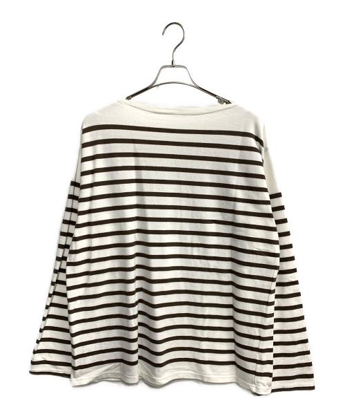 GOOD GRIEF!（グッドグリーフ）GOOD GRIEF! (グッドグリーフ) ボーダーカットソー ホワイト×ブラウン サイズ:Fの古着・服飾アイテム