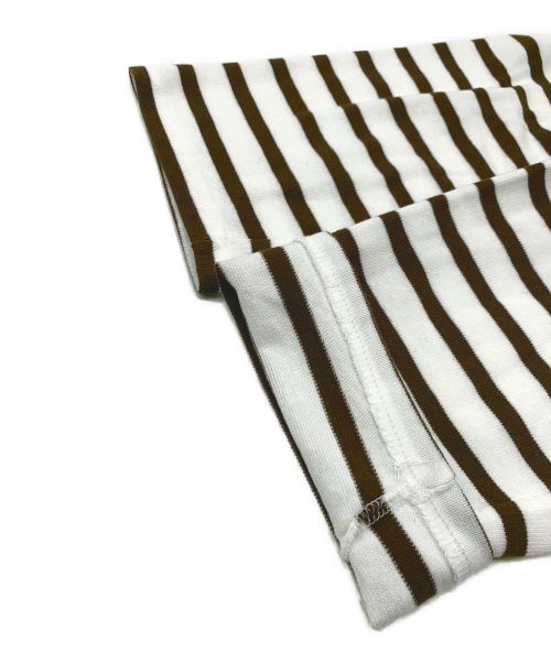 GOOD GRIEF!（グッドグリーフ）GOOD GRIEF! (グッドグリーフ) ボーダーカットソー ホワイト×ブラウン サイズ:Fの古着・服飾アイテム