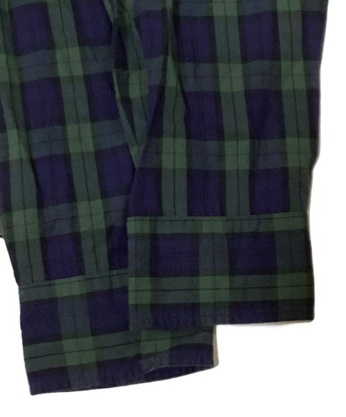 COMME des GARCONS HOMME PLUS（コムデギャルソンオムプリュス）COMME des GARCONS HOMME PLUS (コムデギャルソンオムプリュス) フリルシャツ グリーン×ネイビー サイズ:Mの古着・服飾アイテム