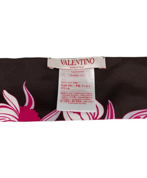 VALENTINO（ヴァレンティノ）VALENTINO (ヴァレンティノ) フラワープリントスカーフ ピンク サイズ:UNI 6cm×120cmの古着・服飾アイテム