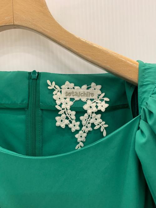 SETA ICHIRO（セタイチロウ）SETA ICHIRO (セタイチロウ) タイプライターパフスリーブワンピース グリーン サイズ:2の古着・服飾アイテム