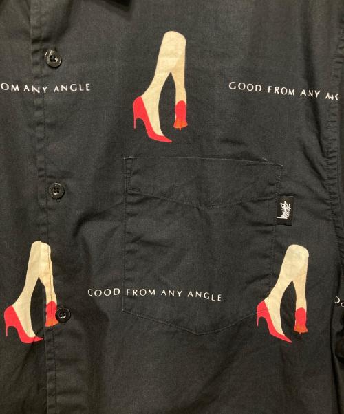 stussy（ステューシー）stussy (ステューシー) ハイヒール柄シャツ ブラック サイズ:XLの古着・服飾アイテム