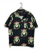 stussyステューシー）の古着「SKULL PATTERN SHIRT」｜ブラック
