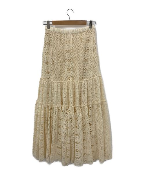BEARDSLEY（ビアズリー）BEARDSLEY (ビアズリー) レースティアードスカート アイボリー サイズ:Fの古着・服飾アイテム