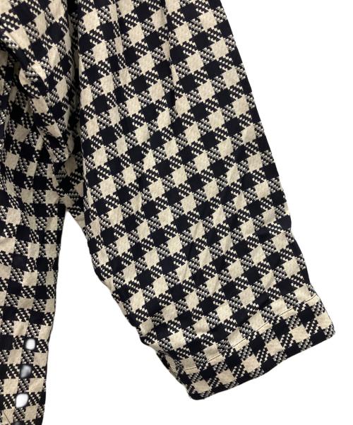 DES PRES（デ プレ）DES PRES (デ プレ) スパンシルクチェック クルーネックブラウス ホワイト×ブラック サイズ:FREEの古着・服飾アイテム