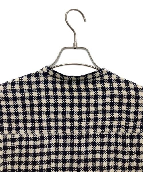 DES PRES（デ プレ）DES PRES (デ プレ) スパンシルクチェック クルーネックブラウス ホワイト×ブラック サイズ:FREEの古着・服飾アイテム