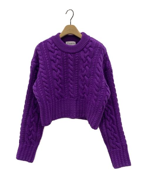 AMI Alexandre Mattiussi（アミアレクサンドルマテュッシ）AMI Alexandre Mattiussi (アミ アレクサンドル マテュッシ) ケーブルニットクロップドセーター パープル サイズ:-の古着・服飾アイテム