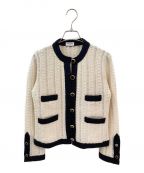 Saint Laurent Parisサンローランパリ）の古着「ローゲージカーディガン」｜アイボリー×ブラック