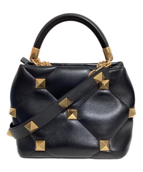VALENTINO GARAVANI（ヴァレンティノ・ガラヴァーニ）VALENTINO GARAVANI (ヴァレンティノ・ガラヴァーニ) Roman Stud Leather Shoulder Bag L（ローマンスタッズ レザーショルダーバッグ） ブラック サイズ:ーの古着・服飾アイテム