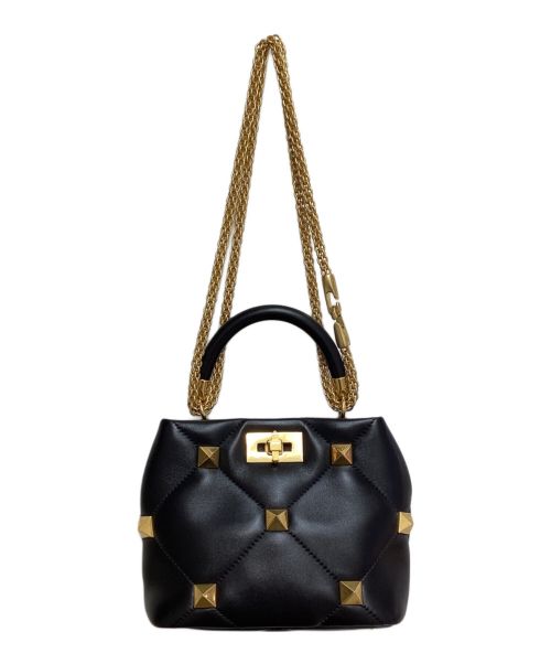 VALENTINO GARAVANI（ヴァレンティノ・ガラヴァーニ）VALENTINO GARAVANI (ヴァレンティノ・ガラヴァーニ) Roman Stud Leather Shoulder Bag L（ローマンスタッズ レザーショルダーバッグ） ブラック サイズ:ーの古着・服飾アイテム