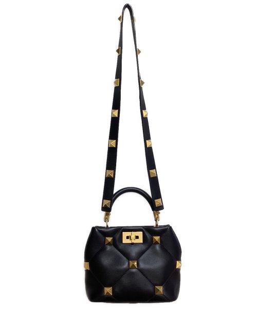VALENTINO GARAVANI（ヴァレンティノ・ガラヴァーニ）VALENTINO GARAVANI (ヴァレンティノ・ガラヴァーニ) Roman Stud Leather Shoulder Bag L（ローマンスタッズ レザーショルダーバッグ） ブラック サイズ:ーの古着・服飾アイテム