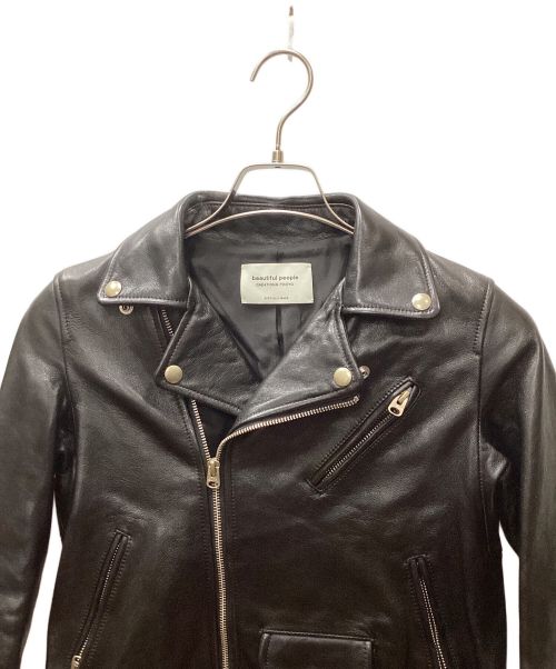 beautiful people（ビューティフルピープル）beautiful people (ビューティフルピープル) vintage leather riders jacket /ビンテージレザーライダースジャケット ブラック サイズ:150の古着・服飾アイテム