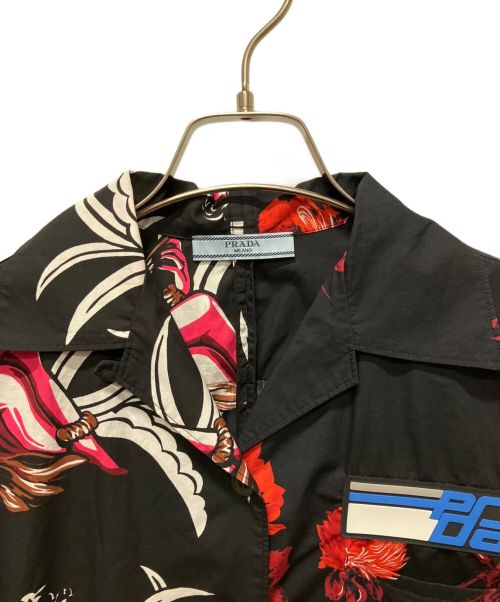 PRADA（プラダ）PRADA (プラダ) コンビネーションプリント半袖シャツ ブラック サイズ:36の古着・服飾アイテム