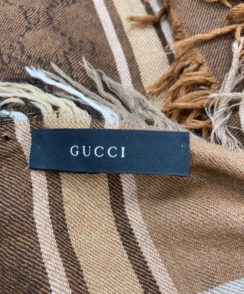 GUCCI（グッチ）GUCCI (グッチ) GG総柄フリンジストール ブラウンの古着・服飾アイテム
