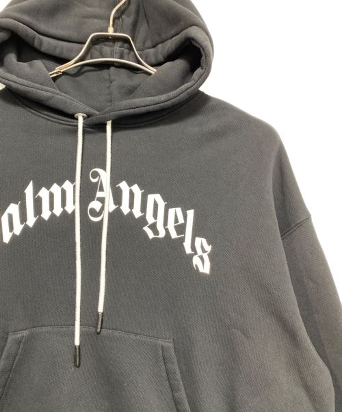 Palm Angels（パーム エンジェルス）Palm Angels (パーム エンジェルス) CURVED LOGO HOODIE ブラック サイズ:Lの古着・服飾アイテム