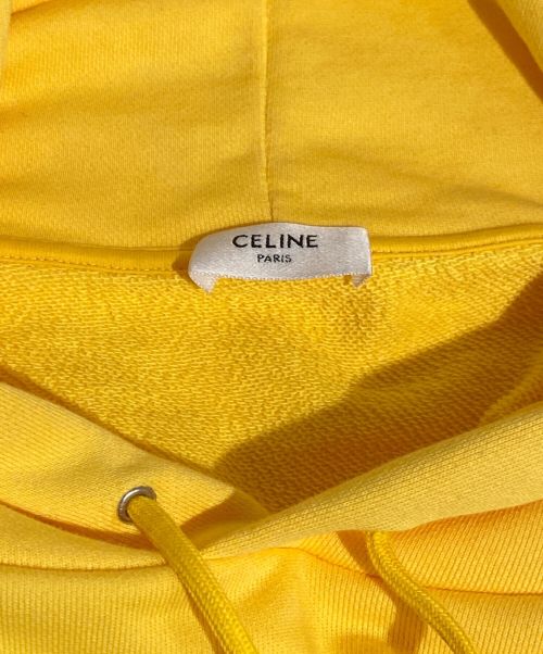CELINE（セリーヌ）CELINE (セリーヌ) Logo studded loose hoodie （ロゴスタッズルーズフーディー） イエロー サイズ:Lの古着・服飾アイテム