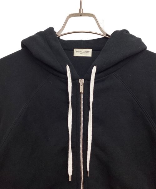 Saint Laurent Paris（サンローランパリ）Saint Laurent Paris (サンローランパリ) Zip Raglan Hoodie （ジップラグランフーディー） ブラック サイズ:Lの古着・服飾アイテム