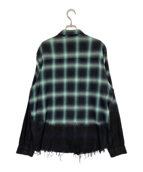 AMIRI（アミリ）AMIRI (アミリ) カットオフネルシャツ グリーン×ブラック サイズ:Lの古着・服飾アイテム
