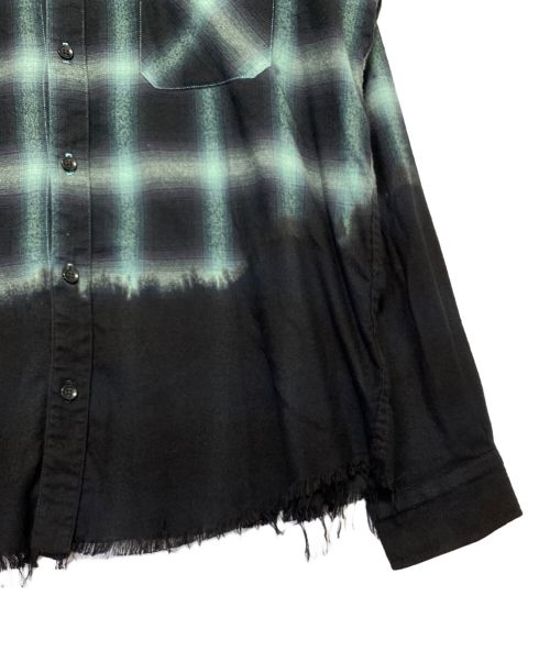 AMIRI（アミリ）AMIRI (アミリ) カットオフネルシャツ グリーン×ブラック サイズ:Lの古着・服飾アイテム