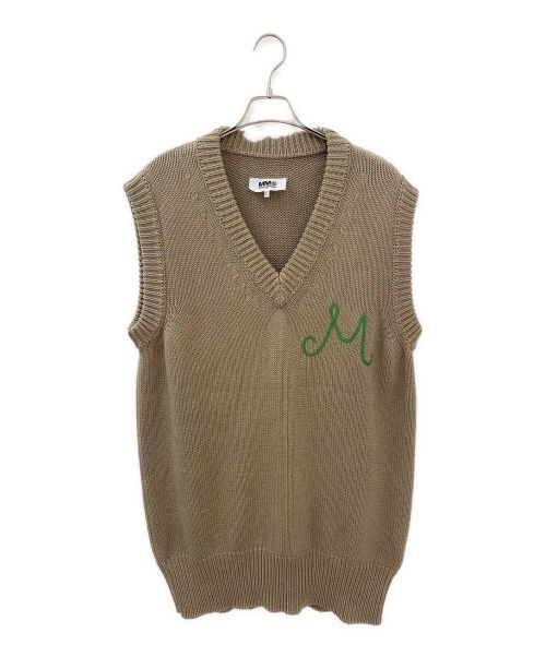 MM6 Maison Margiela（エムエムシックスメゾンマルジェラ）MM6 Maison Margiela (エムエムシックス メゾンマルジェラ) M刺繍Vネックニットベスト グリーン サイズ:Sの古着・服飾アイテム