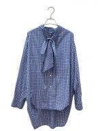 BALENCIAGAバレンシアガ）の古着「バックロゴニュースウィングシャツ」｜ブルー×ホワイト