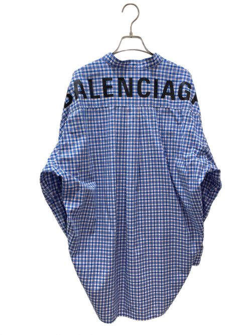 BALENCIAGA（バレンシアガ）BALENCIAGA (バレンシアガ) バックロゴニュースウィングシャツ ブルー×ホワイト サイズ:36の古着・服飾アイテム