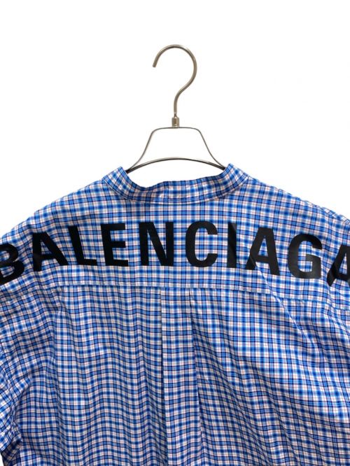 BALENCIAGA（バレンシアガ）BALENCIAGA (バレンシアガ) バックロゴニュースウィングシャツ ブルー×ホワイト サイズ:36の古着・服飾アイテム