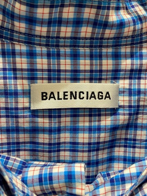 BALENCIAGA（バレンシアガ）BALENCIAGA (バレンシアガ) バックロゴニュースウィングシャツ ブルー×ホワイト サイズ:36の古着・服飾アイテム
