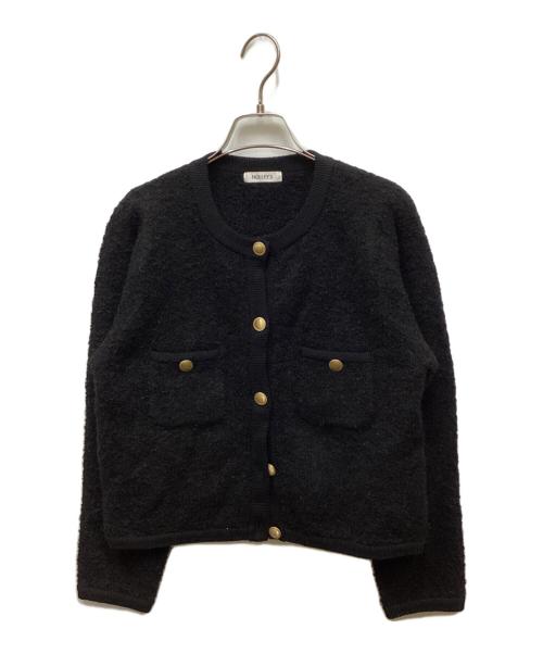 NOLLEY'S（ノーリーズ）NOLLEY'S (ノーリース) フワフワクルーネックジャケット ブラック サイズ:38の古着・服飾アイテム