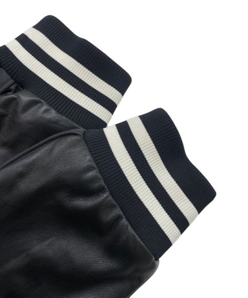 MONCLER（モンクレール）MONCLER (モンクレール) ラムレザー切替ダウンジャケット ブラック サイズ:5の古着・服飾アイテム