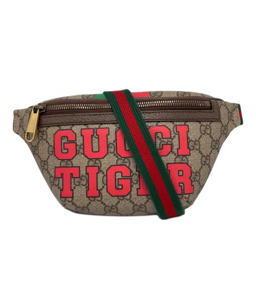 GUCCI（グッチ）GUCCI (グッチ) タイガーGGベルトバッグ ブラウンの古着・服飾アイテム