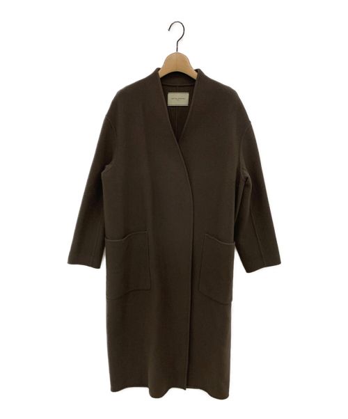 UNITED ARROWS（ユナイテッドアローズ）UNITED ARROWS (ユナイテッドアローズ) UBCS リバー スタンドVノーカラー コート モカ サイズ:36の古着・服飾アイテム