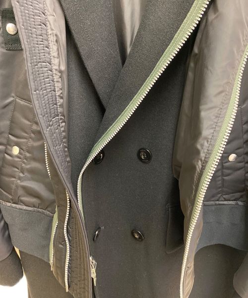 sacai（サカイ）sacai (サカイ) Nylon Twill Mix Coat ブラック×オリーブ サイズ:2の古着・服飾アイテム