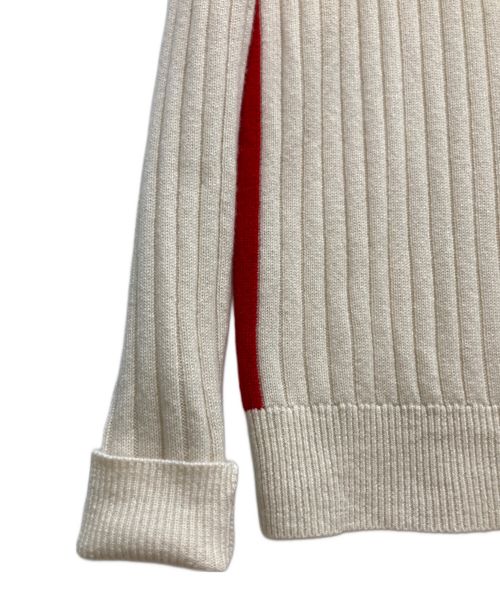 dunhill（ダンヒル）dunhill (ダンヒル) カシミア リブクルーネックニット オフホワイト サイズ:Sの古着・服飾アイテム