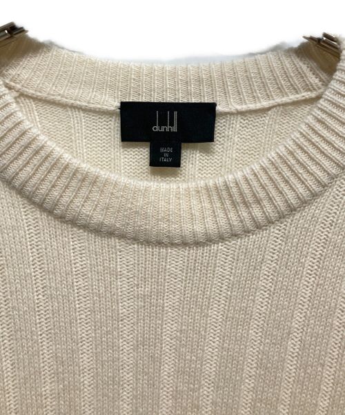 dunhill（ダンヒル）dunhill (ダンヒル) カシミア リブクルーネックニット オフホワイト サイズ:Sの古着・服飾アイテム