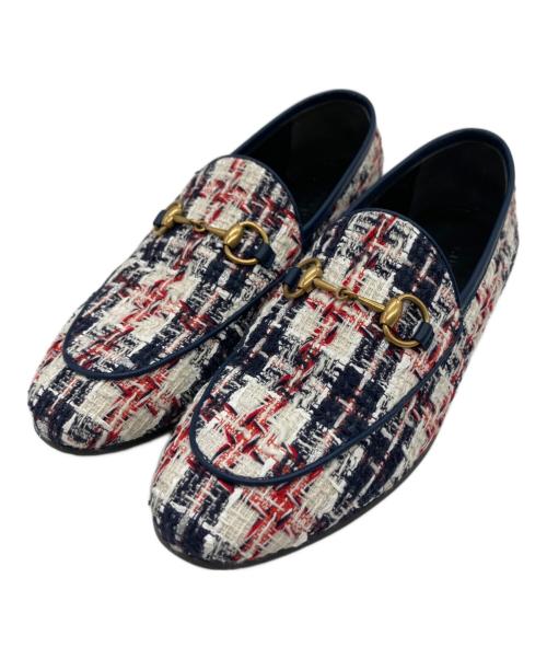 GUCCI（グッチ）GUCCI (グッチ) ツイードホースビットローファー ホワイト サイズ:35 1/2の古着・服飾アイテム