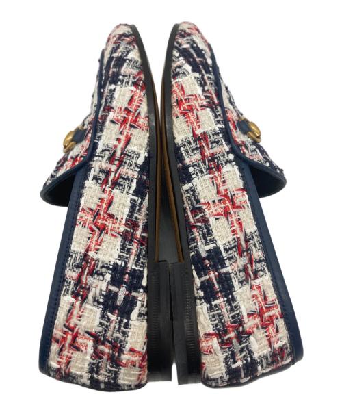 GUCCI（グッチ）GUCCI (グッチ) ツイードホースビットローファー ホワイト サイズ:35 1/2の古着・服飾アイテム
