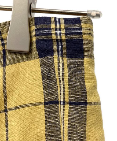 MES VACANCES（ミヴァコンス）MES VACANCES (ミヴァコンス) リネンチェックワイドパンツ イエローの古着・服飾アイテム