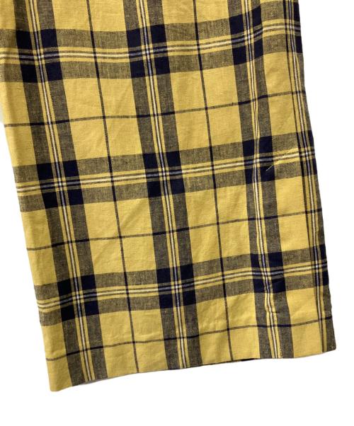 MES VACANCES（ミヴァコンス）MES VACANCES (ミヴァコンス) リネンチェックワイドパンツ イエローの古着・服飾アイテム