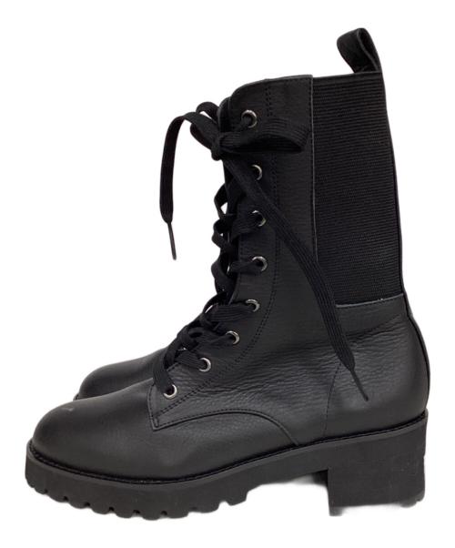 Dominic3（ドミニクバー）Dominic3 (ドミニクバー) レースアップ サイドゴア ミドルブーツ ブラック サイズ:22.5の古着・服飾アイテム