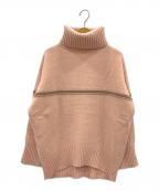 OBLIオブリ）の古着「ラメラインハイネックニット」｜ピンク