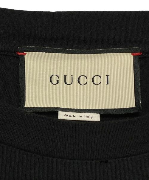 GUCCI（グッチ）GUCCI (グッチ) ダメージ加工ロゴTシャツ ブラック サイズ:Sの古着・服飾アイテム