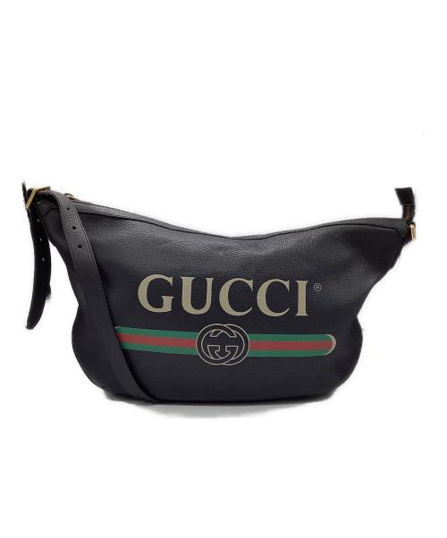 GUCCI（グッチ）GUCCI (グッチ) ハーフムーン ホーボー ヴィンテージロゴショルダーバッグ ブラックの古着・服飾アイテム