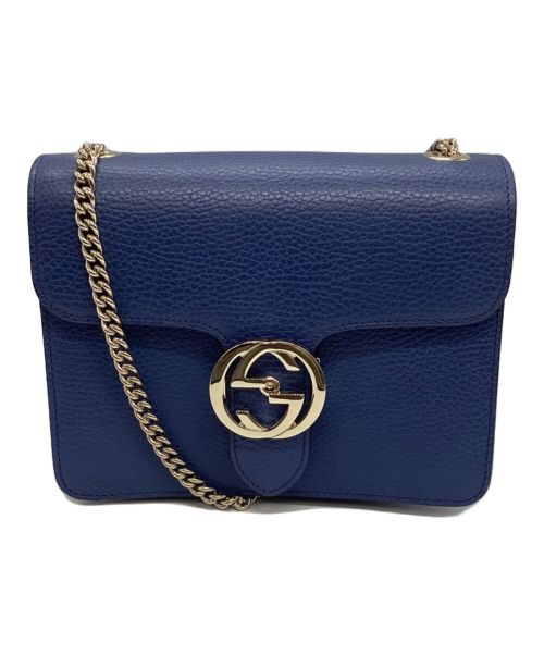 GUCCI（グッチ）GUCCI (グッチ) インターロッキングGチェーンショルダーバッグ　510304 ネイビーの古着・服飾アイテム