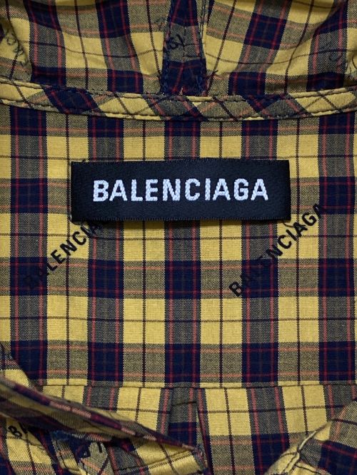 BALENCIAGA（バレンシアガ）BALENCIAGA (バレンシアガ) チェックフーデッドシャツ イエロー サイズ:36の古着・服飾アイテム